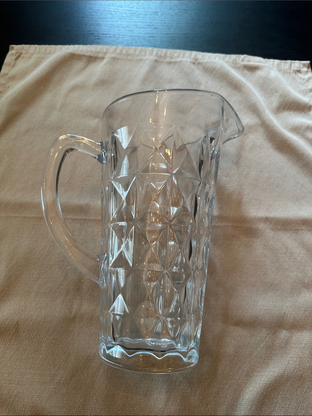 Clear Glass Pitcher with Geometric Pattern - Home Dining